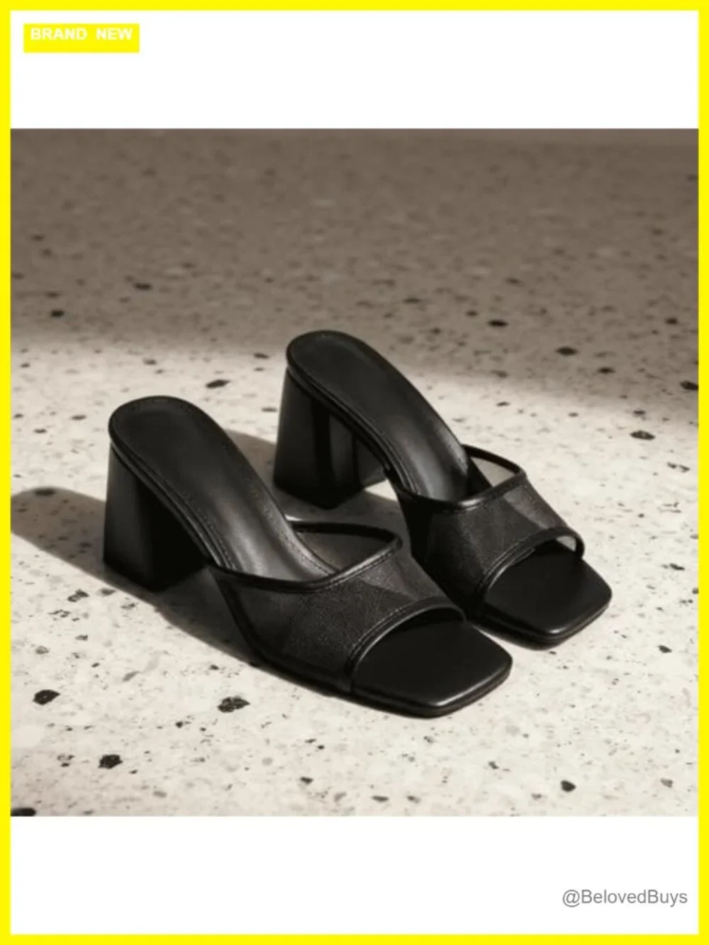 Women's Mesh Block Heel Sandals Slip On Square Toe